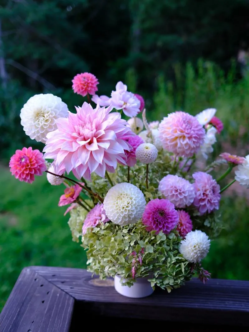 a lush arrangement of spring blooms